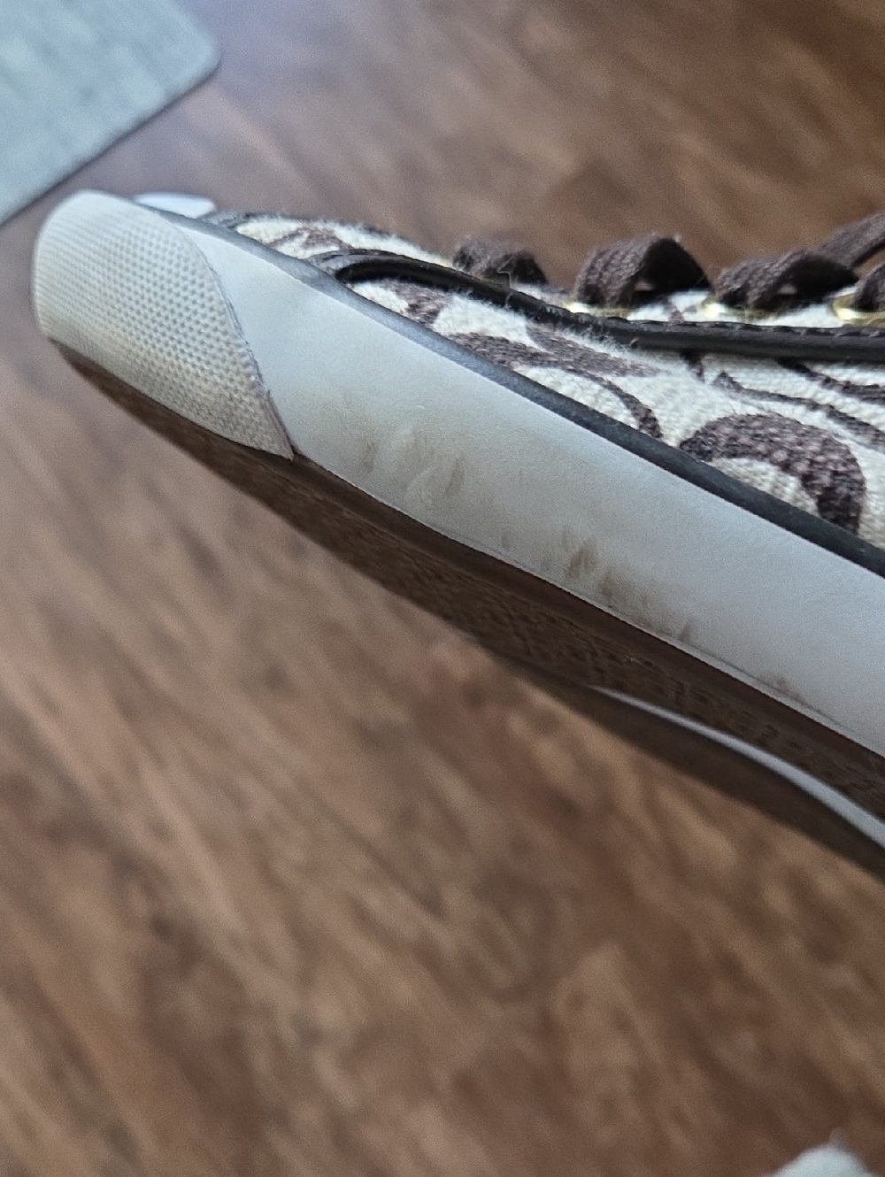 Coach Brown & Ivory Barrett Canvas Signature Sneakers Size 7.5 B - Picture 11 of 15
